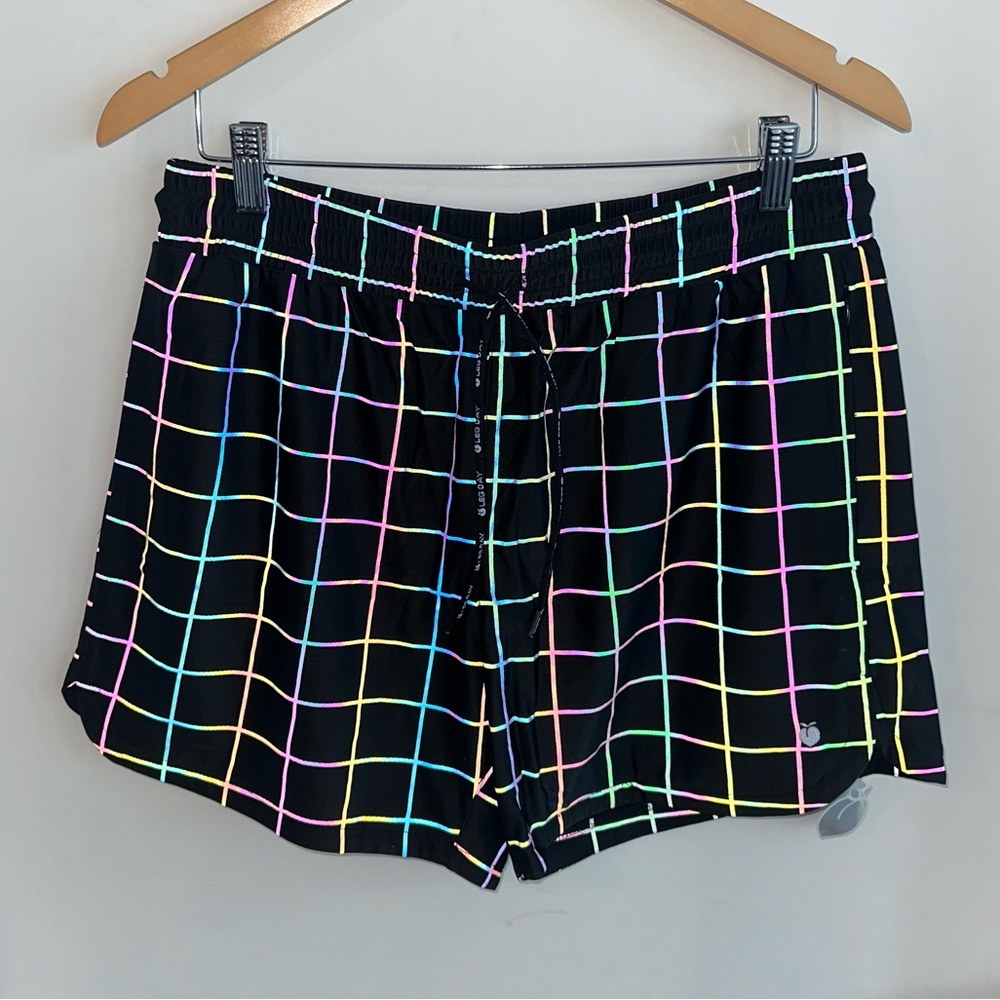 FlexLiving Rainbow Reflective Grid Print Athletic Shorts